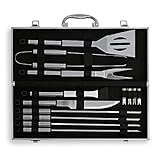 Flamen Bbq Tools Set, 13-Piece Grill Tools Set With 1 Aluminum Case, Heavy Duty Stainless Steel Barbecue Premium Grilling Utensils Accessories For Barbecue (1)
