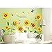 docooler Sunshine Sunflower Butterfly Dancing in Summer Beautiful Removable Wall Stickers DIY Kid's Child Room Decor Decal LM858 (90* 60cm )