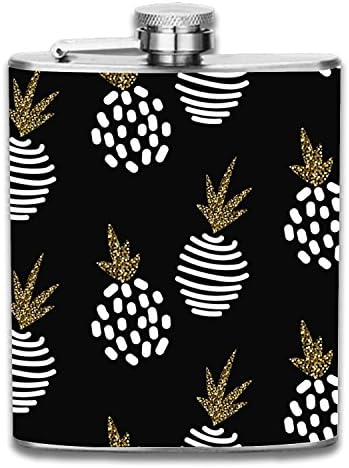 Shining Pineapple Liquor Hip Flask Stainless Steel Shot Flasks Leak Proof Cool Gift for Men 7oz