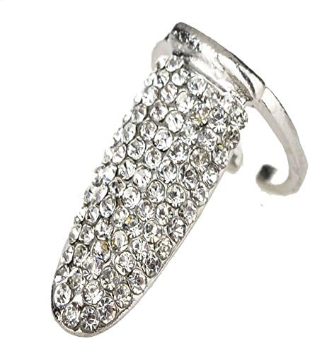 HSF Women's Full Pave Crystal Nail Claw Finger Tip Ring