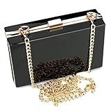 Women Cute Transparent Clear See Through Box Clutch Acrylic Evening Handbag Cross-Body Purse Bag (Black)