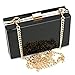Women Cute Transparent Clear See Through Box Clutch Acrylic Evening Handbag Cross-Body Purse Bag (Black)