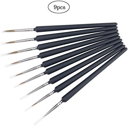 Wisdomen 9Pcs Detail Brush Pen For Sketched Lines Gouache Watercolor Paint Oil Painting