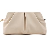 QIRACHIC Women Clutch Bag Dressy Formal Handbag Pleated PU Clutch Purse Detachable Chain Crossbody Bag