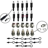 5.5MM x 2.1MM 10Pack Male DC Power Plug Solder Power Jack Adapter Connector + 10 Pack Female DC Panel Socket Mount Adapter Solder+ 10Pack Dustproof Plug for Audio/Video/Phone/CCTV Ect, By Lsgoodcare