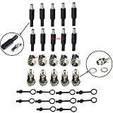 5.5MM x 2.1MM 10Pack Male DC Power Plug Solder Power Jack Adapter Connector + 10 Pack Female DC Panel Socket Mount Adapter Solder+ 10Pack Dustproof Plug for Audio/Video/Phone/CCTV Ect, by Lsgoodcare