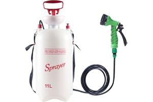 CLICIC Pressure Sprayer with 7 Spray Modes, Camping Shower with Removable Hose and Shower Head for Camping Outdoor Traveling Hiking and Pet Bath (2.9 Gallon)