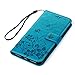 iPhone 8 Plus Wallet Case, iPhone 7 Plus Case ZSTVIVA 8 plus/7 plus Leather Case with Embossed Flowers Butterfly, Card Holders, Stand Feature, Magnetic Closure Design for iPhone 8plus/ 7 Plus 5.5 Inch