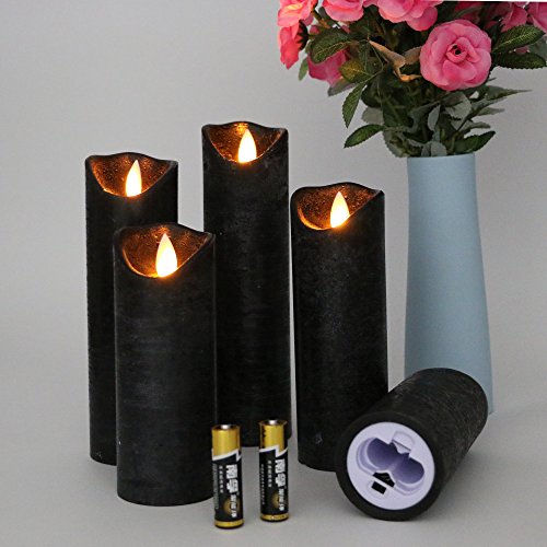 Kitch Aroma Black flameless Candles, Battery Operated LED Pillar