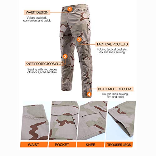 Men's Tactical Shirt and Combat Pants Set Long Sleeve 1/4 Zip T-Shirt Trousers for Military Hunting