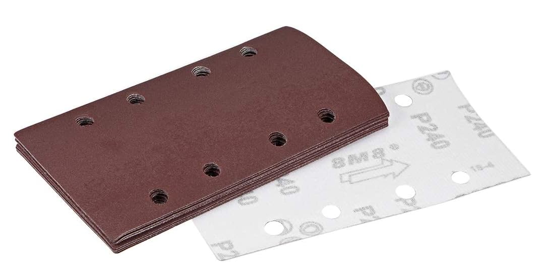 MACHSWON 240 Grit Sanding Sheet Sander Sandpaper Hook and Loop Pads 8 Hole 10pcs for 1/3 sander — image 1