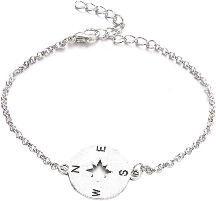 ofvsdhftgj Retro Women Arrow Open Bangle Ball Chain Compass Charm Bracelet Gift 3Pcs/Set-