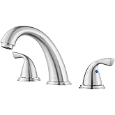PARLOS 2 Handles Bathroom Sink Faucet 8 inch Widespread 3 Hole Deck Mount Lavatory Vanity Faucet, Brushed Nickel, 1435002D