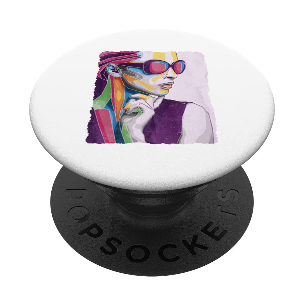 Woman with sunglasses rainbow design for art friends PopSockets Swappable PopGrip
