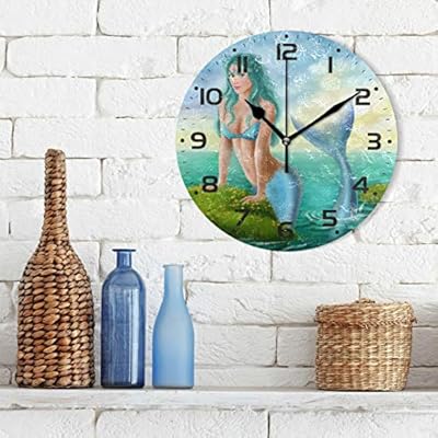 Naanle Fantasy Beautiful Woman Mermaid in Ocean Marine Sea Life Round/Square/Diamond Acrylic Wall Clock Oil Painting… 51zHFIyEtgL