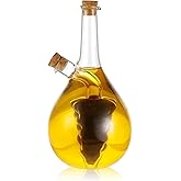 WINAKUI Oil and Vinegar Dispenser, 2 in 1 Glass Olive Oil and Vinegar Cruet Dispenser Bottle, Kitchen Olive Soy Sauce Dispenser Double Pourer Spout for Kitchen Cooking Container