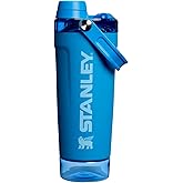 STANLEY Vitalize Shaker Bottle 20 oz | Leakproof Insulated Stainless Steel Shaker Cup | Base Storage and Twist On Fast Flow Lid | Protein Shakes and Pre Workout Powder | BPA-Free | Azure