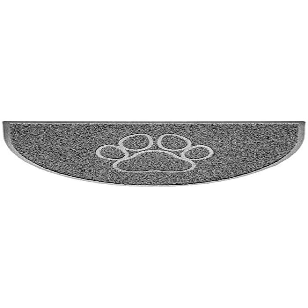 Nicoman Paw Embossed Shape Indoor Outdoor Dirt-Trapper Door Mat Washable Barrier Heavy Duty Doormat - (Watertight Rubber-Back, Half Moon, Grey, 70 x 44cm)