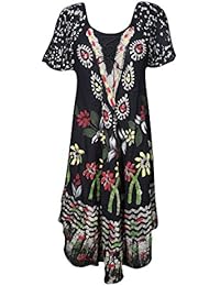 Women's Dresses Half Sleeves Floral Tie-Dye Beach Umbrella Dress S/M