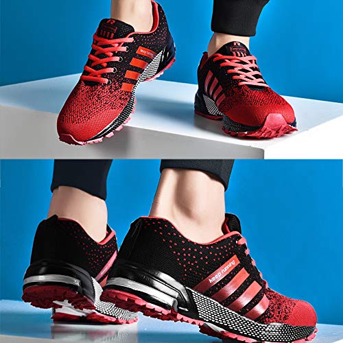 Moligin Running Shoes Men Women Athletic Fitness Tennis Sport Shoes Outdoor Lightweight Sneakers Red