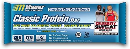 Mauer Sports Nutrition Classic Protein Bar Chocolate Chip Cookie Dough, 12 Count