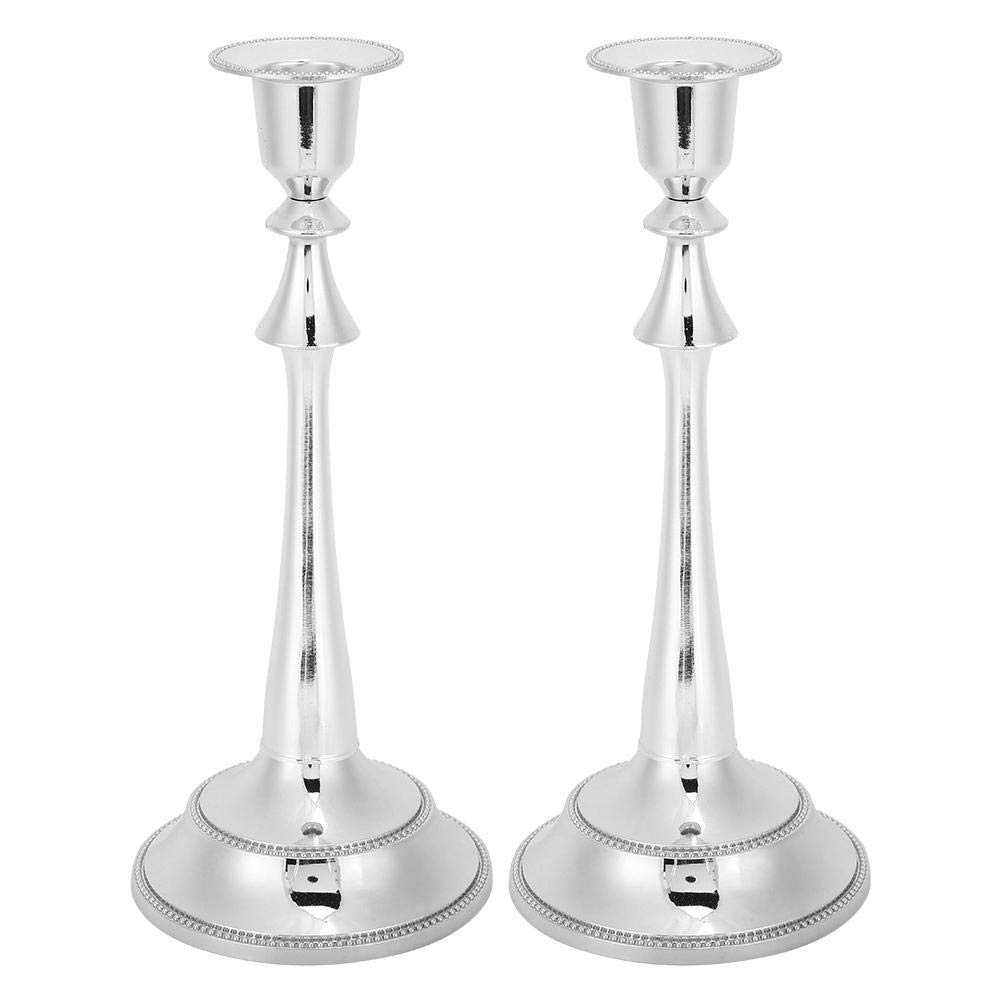 2Pcs decorative candelabra, Candle Holder for Wedding Dinning Party Candle Stand(Silver)