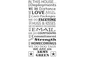 WALLPRESSIONS 46"x24" in This House We Do Deployments Distance Love Each Other Care Packages Hugs Kisses Missed Occasions Dog Tags Army Green Wall Decal Sticker Color Choices