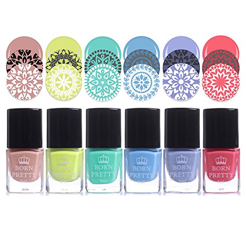 Born Pretty 6ml Stamping Polish colourful Nail Art Plate Printing Polish Polish 6 Colors (Best Nail Polish For Stamping)