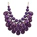 Jane Stone Fashion Bubble Layered Necklace Floating Teardrop Collar Statement Jewelry for Women(Fn0580-Purple)