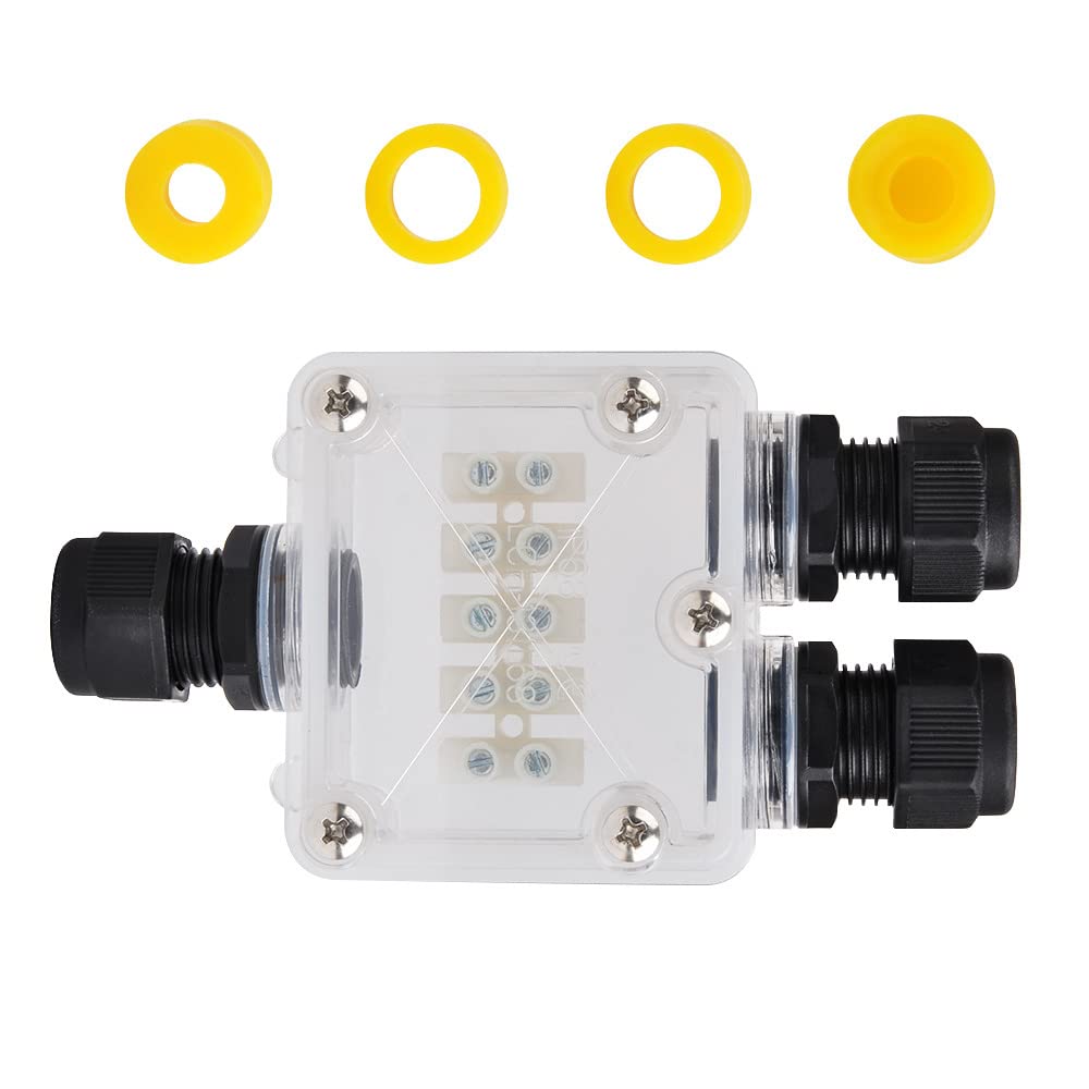 HSTYAIG Junction Box IP68 Waterproof 3 Way Cable Connectors Outdoor/External Electrical Junction Box