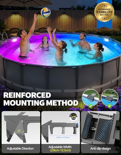 DeeprBetter 2026 Amélioré Lumiere Piscine Hors Sol Solaire, Lampe Piscine LED Etanche IP68 à RGB Couleur Changeant, Eclairage Piscines avec 10 Modes de Lumières, LED Piscines sans Fil pour Jardin