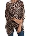 Rokou Women Chiffon Blouse Floral Batwing Sleeve Beach Cover Loose Tunic Shirt Tops