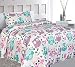 Elegant Home Pink White Blue Purple Cute Beautiful Girls Floral Owl with Hearts Design Fun 3 Piece Printed Twin Size Sheet Set with Pillowcase Flat Fitted Sheet for Girls/Kids # Owls (Twin Size)