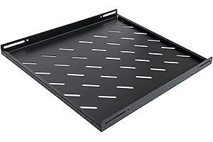 RIVECO Server Rack Shelf Vented Rack Mount Cantilever Tray for 19" Network Equipment Rack & Cabinet Black