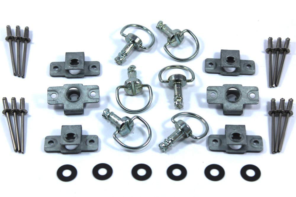 6X Dzus Fasteners 17mm D8-316-414-190 Silver D-Ring Panex Studs & Rivet Clip/Plate