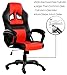 SEATZONE Swivel Office Chair, Racing Car Style Bucket Seat Gaming Chair, Curved High-Back Leather Computer Desk Chair for Home, Office and E-Sports Use, Red