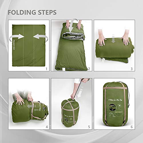 Forbidden Road Double Sleeping Bag Winter -5 ℃/ 23 ℉ 2 Person Waterproof Lightweight Envelope Sleeping Bags 380T Nylon with Free Carrying Bag Perfect - Thumbnail 7