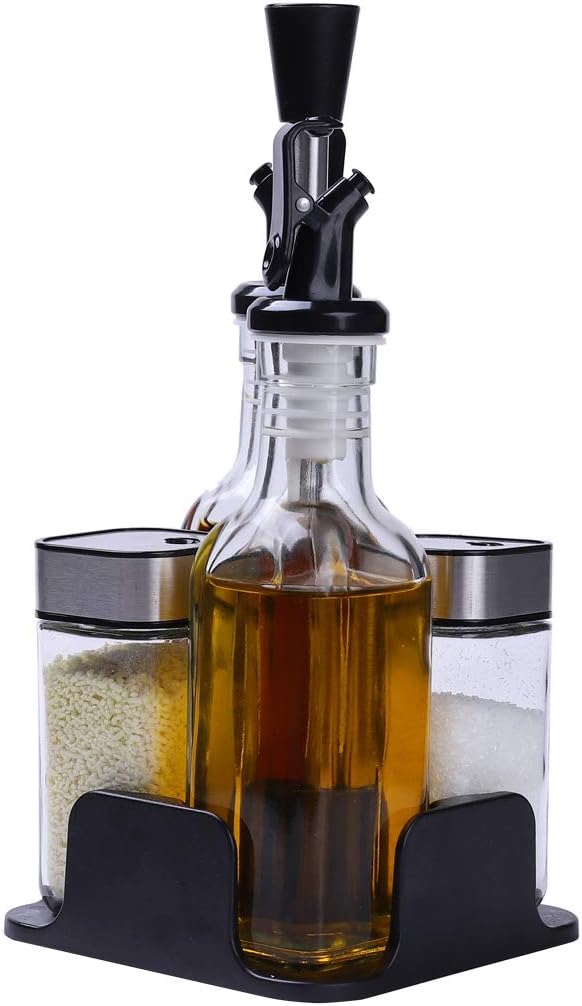 Öl- & Essigspender-Set Aus Glas – 2 Flaschen Mit Automatischem Deckel, Tropffrei, 473 Ml