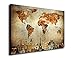 Vintage World Map Canvas Art Painting Wall Decor Contemporary Pictures Canvas Prints Modern Artwork Framed Ready to Hang for Living Room Bedroom Home Interior Decorations 24