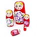 TOOGOO(R) Matushka 5X Matroshka Babuschka Matryoshka Matushka Matyoshka Russian Wooden Doll Color: Red