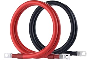 SLGAHGS 4 AWG Battery Cables, Power Inverter Wire Set,1 Foot Pure Copper Cable (1 Black & 1 Red) with 3/8" Lugs Terminals Battery Inverter Cables,for Car, Truck, RV, Solar (4awg, 1FT)