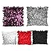 WOMHOPE® 2 Pack - 3D Solid Satin Flower Leaves Square Throw Covers Pillowcase Bed Sofa Couch Cushion Pillowcase Arts Decorative Cover Wedding Throw Pillow Covers (Purple)