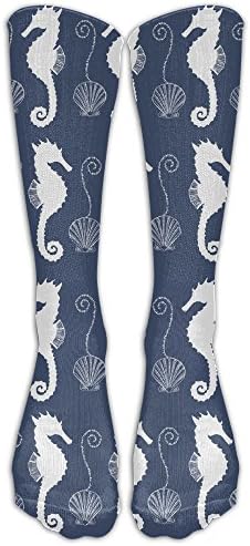 Seahorse And Shell Pattern Novelty Long Socks Athletic Stocking For Women &amp; Men