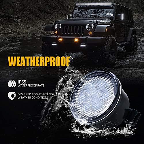Xprite Clear Lens Yellow LED Front Replacement Turn Signal Light & Fender Side Marker Light Assembly for 2014-2018 Jeep Wrangler JK JKU