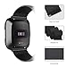 KADES for Fitbit Versa Bands, Stainless Steel Wristband with Protective Case for Fitbit Versa for Women Men (Black Band+ Black Case)