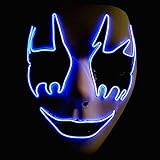 Circle Circle El Wire Glowing Mask Luminous LED Light Up Cool Christmas Halloween DJ Birthday Cosplay Death Grimace Masks for Festival Party Show (Purple)