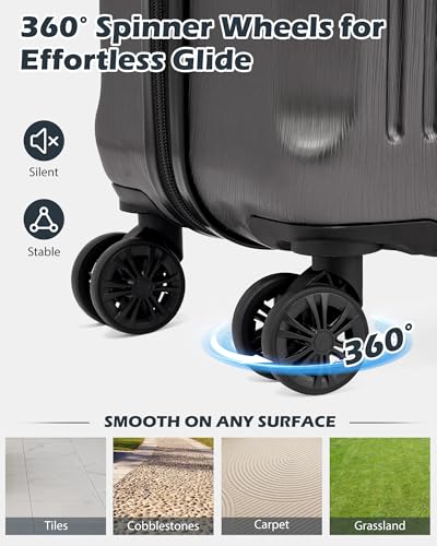 Coolife Luggage Expandable Suitcase PC+ABS with TSA Lock Spinner 20in24in28in (Grey, 3 Piece Set) Coolife Luggage Expandable Suitcase PC+ABS with TSA Lock Spinner 20in24in28in (Grey, 3 Piece Set)