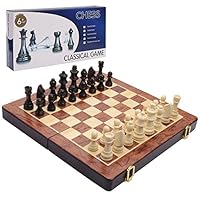 Doublefan Wooden Chess Set, Folding Classical Chess Set for Kids Adults with Instructions