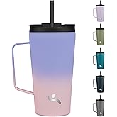 Konokyo Insulated Tumbler with Handle and Straw, 18 OZ Travel Coffee Mug Stainless Steel Cup Metal Water Bottle,Pastel Sunset