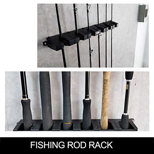 Zhanwang17 Fixing Holder - 6 Rod Rack Fishing Pole Holder Wall Mounted Fishing Rod Modular Holder for Garage